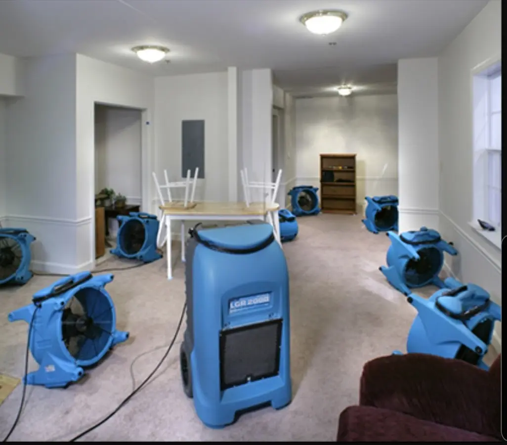 Air movers and dehumidifier setup for Water Extraction & Removal in Batesville